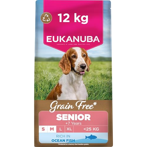 Eukanuba - Eukanuba Grain Free Ocean Fish - Complete Dry Dog Food - For Senior Small & Medium Breed Dogs 12KG - -4%