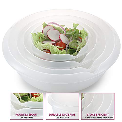 Set Of 4 – Natural Mixing Bowls - Plastic Mixing Bowl Set For Prep – Stackable Mixing Bowls For Kitchen – Microwave & Dishwasher Safe – Bpa Free – Great For Cooking Serving Salads, Snacks, #TOP1