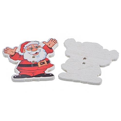 Haotfire Mixed Red Christmas Santa Claus Shaped Wood Sewing Buttons 2-Holes Diy Scrapbooking Craft Set Of 30Pcs #TOP2