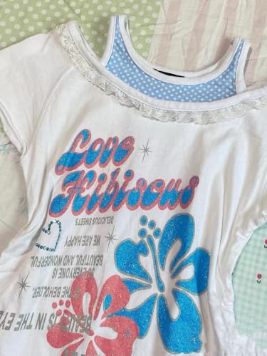 Image of Kawaii Cutecore Harajuku Y2k 2000s Tops Summer Preppy Aesthetic Alt Goth Emo Short Sleeve Graphic Tees