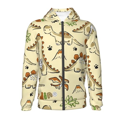 Cartoon Dinosaurs,Cute Dino Kids Pullover Hoodies Boys Zip Up Sweatshirts Girls Athletic Clothes with Pocket2
