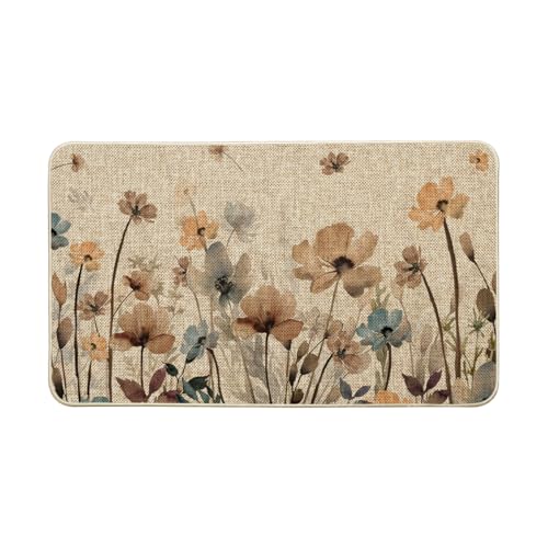 Artoid Mode Poppy Floral Leaves Spring Doormat, Home Summer Decor Low-Profile Switch Rug Door Mat Floor Mat for Indoor Outdoor 17x29 Inch