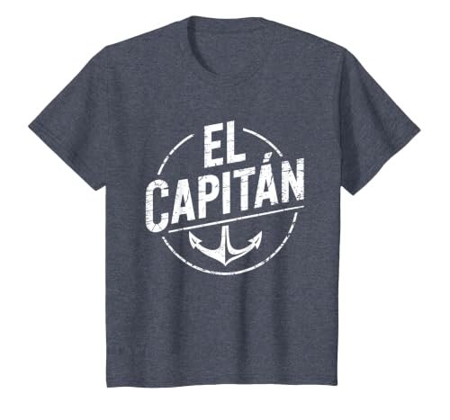 El Capitan Shirt Men Women Anchor Boat Captain Funny Boating T-Shirt, Youth, Heather Blue, X-Small