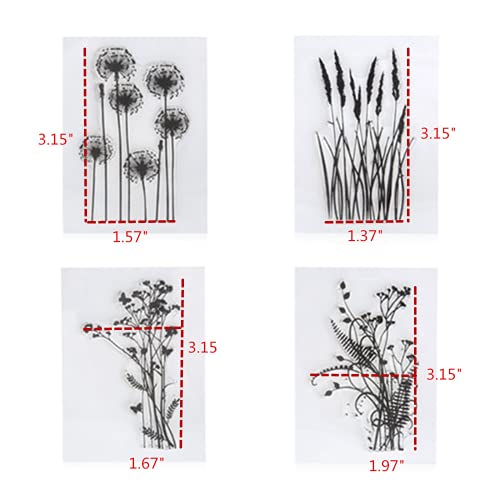 4pcs/Set Dandelion Lavender Flowers Leaves Stamps Rubber Clear Stamp/Seal Scrapbook/Photo Decorative Card Making Clear Stamp