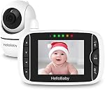 HelloBaby Baby Monitor, vidéo baby Monitor avec caméra à distance Pan-Tilt-Zoom, 3.2 écran, vision nocturne infrarouge, audio à deux voies, affichage de la température, intelligent VOX Mode