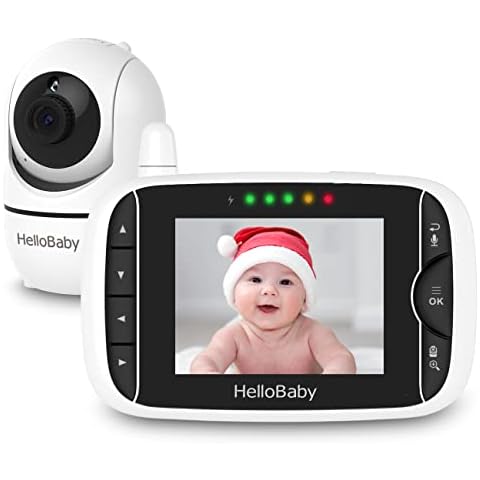 HelloBaby Baby Monitor with Remote Pan-Tilt-Zoom Camera 3.2'' LCD Screen Upgraded 2020, Infrared Night Vision, Temperature Display, Lullaby, Two Way Audio, with VOX Mode (3.2 Inch) Cover