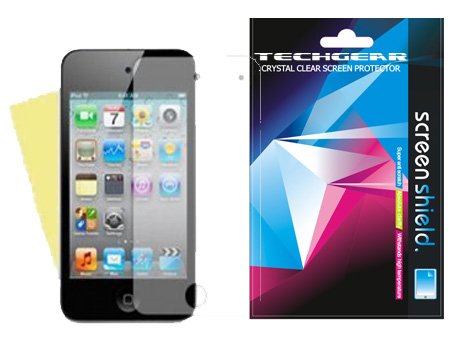 Techgear Lot de 2 Films de protection d'écran pour APPLE iPOD TOUCH 4/4 g/4e génération avec protection d'écran transparente avec chiffon de nettoyage Cover