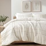 Hyde Lane Beige Queen Comforter Set, 3 Pieces Modern Farmhouse Bedding Sets, Lightweight Soft Comforter for All Season, Pinch Pleated Bed Set, 1 Comforter (90' x 90'), 2 Pillowcases(20' x 26')
