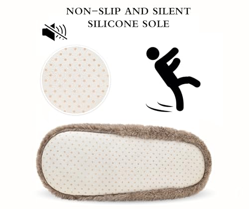 Image of Keyela Women's Ballerina Slippers,Non-Slip Bedroom Slippers Socks | Soft fuzzy slipper socks for ladies Indoor home slippers Cozy sock slippers Ballet Slippers