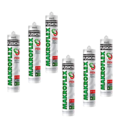 Preisvergleich Produktbild Henkel Makroflex FusionXLT Silikon, sehr gute Witterungsbeständigkeit und gegen physikalische Einflüsse, wasserabweisende Eigenschaften, sehr gute primefreie Haftung,6x 280ml Kartusche, Weiß