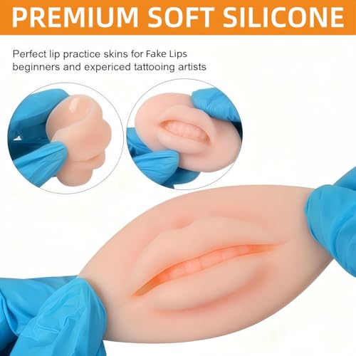 Image of Tattoo Fake Lips 9 Pieces 5D Fake Lips, Silicone Lips for Makeup Practice, Soft Tattoo Practice Lips Model for Semi Permanent Make Up Supplies