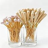 100pcs Baseball Bat And Baseball Decorative Cocktail Picks, 4.7 and 6.3 Inch Bamboo Cocktail Sticks, Sport Theme Party Appetizer Toothpicks Baseball Party Supplies