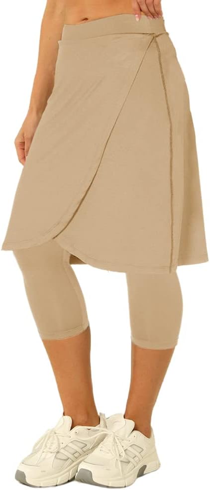 AurgelmirKnee Length Womens Golf Tennis Skirts with Capri Legging Athletic Running Outdoor Workout Skorts with Pocket