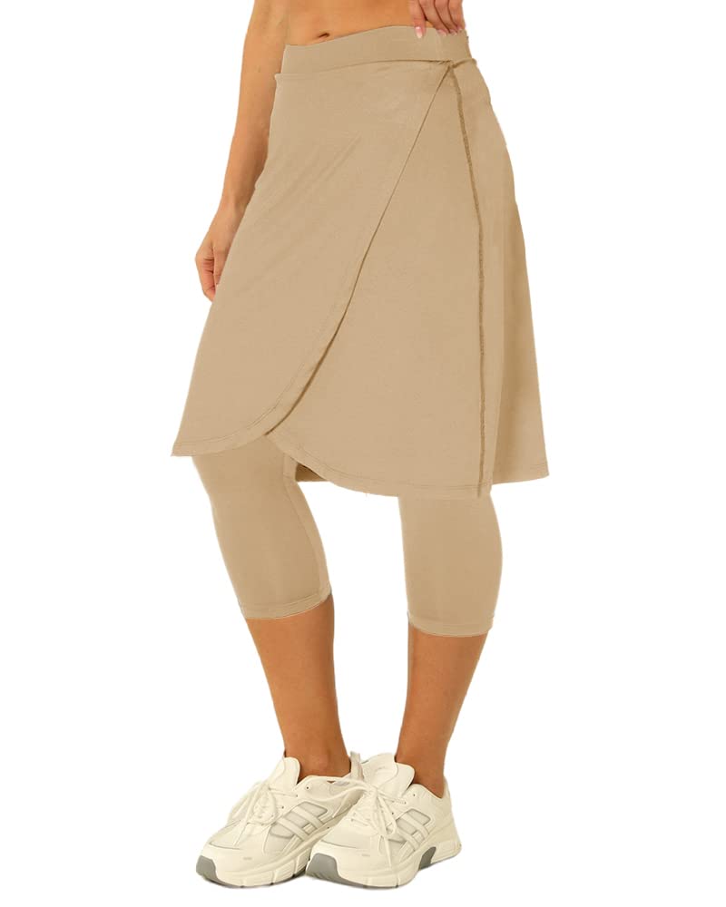 AurgelmirKnee Length Womens Golf Tennis Skirts with Capri Legging Athletic Running Outdoor Workout Skorts with Pocket