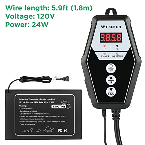 image for Tikaton Reptile Heating Pad and Digital Thermostat Combo Set, Under Ta