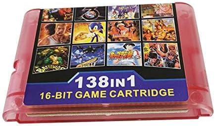 Classic Retro Super Games 138 Games in 1 Multi Game Cartridge for Sega Genesis / Mega Drive 16Bit Game Consoles Pink