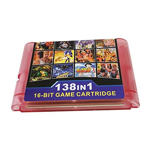 Classic Retro Super Games 138 Games in 1 Multi Game Cartridge for Sega Genesis / Mega Drive 16Bit Game Consoles Pink