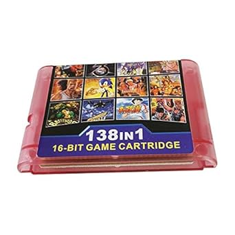 Classic Retro Super Games 138 Games in 1 Multi Game Cartridge for Sega Genesis / Mega Drive 16Bit Game Consoles Pink