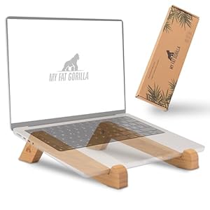 MY FAT GORILLA Laptop Ständer aus Bambus, ergonomische universal Halterung für Notebook Erhöhung, kompatibel für 10-15 Zoll, Laptop Halterung Schreibtisch, vertikaler Laptop Stand (Tragbar)