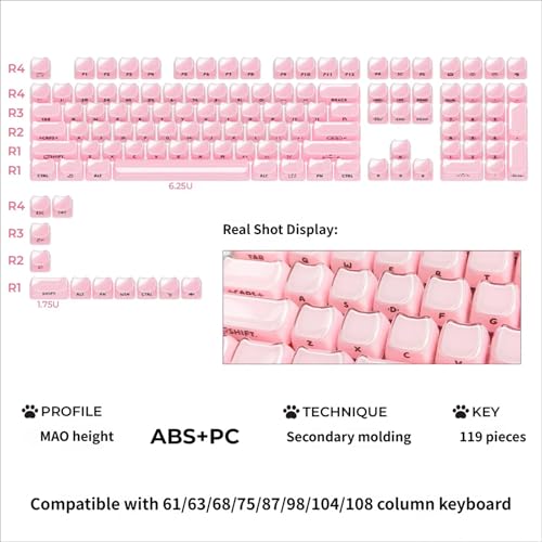 Teclas para teclados mecánicos MAO de 119 piezas con impresión lateral y diseño completo 6