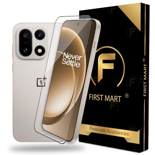 Image of FIRST MART Tempered Glass for OnePlus 15, 9H Full-Glue Screen Protector, 3D Edge-to-Edge, HD Clear, Oleophobic, Case-Friendly, Black, Pack of 1