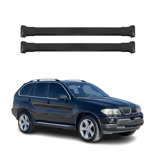 OMAC Barre portapacchi compatibili con BMW X5 E53 1999-2006 barre portapacchi in alluminio nero 2 pezzi