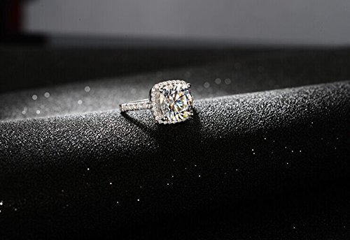 Tenfit Jewelry 3 Carat Vvs1 Simulated Diamond Engagement Ring For Women Silver Wedding Jewelry, Size:7 #TOP2