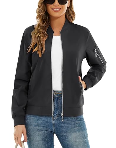Image of TACVASEN Women's Lightweight Jackets Casual Outdoor Full Zip Windbreaker Jakcets Classic without Hood for Ladies Black,2XL