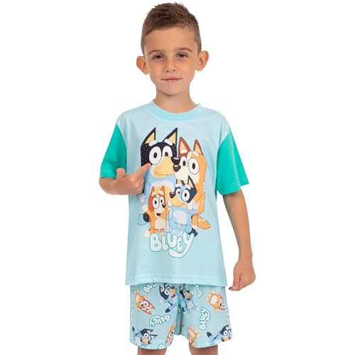 Image of Bluey Drop Shoulder T-Shirt and Shorts Outfit Set Toddler to Big Kid Sizes (2T - 10-12)