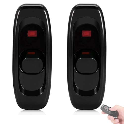 ieron Lot de 2 interrupteurs de lampe en ligne, 250 V, 10 A, interrupteur à bascule avec voyant LED, interrupteur marche/arrêt pour lampe de bureau (noir)