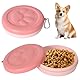 Hundenapf für Unterwegs, Tragbar Auslaufsicher Trinknapf Fressnapf mit Deckel und Karabiner, Haustier Reisenapf Fressnapf für Hunde Katzen, Ideal für Reisen, Spaziergänge & Alltag (370 ml) (Rosa)