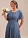 Ever-Pretty Plus Elegant Formal Dresses for Curvy Women Round Neck Short Sleeves Chiffon Bridesmaid Mother of The Bride Dress Dusty Blue US16