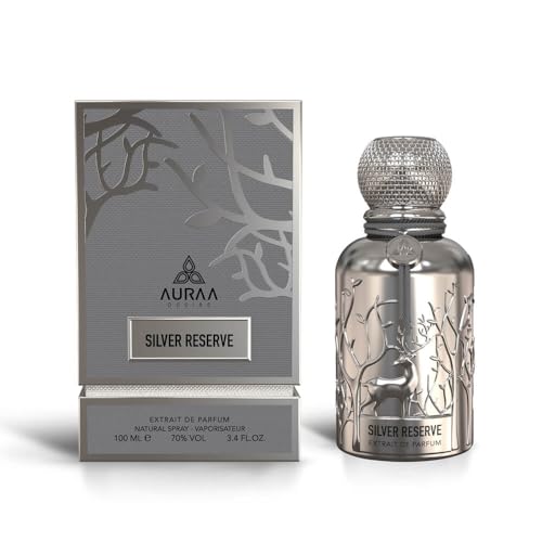 Silver Reserve 100ml by Auraa Desire Extrait De Parfum - Amber Leather Vanilla Perfume - Woody Smoky Strong Perfume for Men and Women