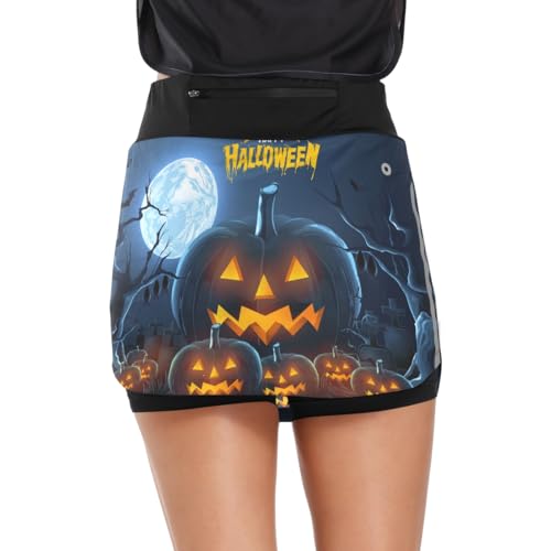 ODAWA Saias de golfe leves femininas de Halloween Pumpkin Saias esportivas de tênis P-GGG, Abóbora d