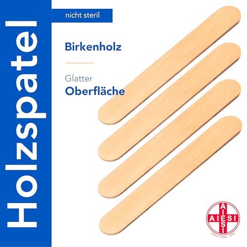 AIESI® Holzspatel Mundspatel Zungenspatel aus holz einweg NICHT STERIL (Packung mit 100 Stück)