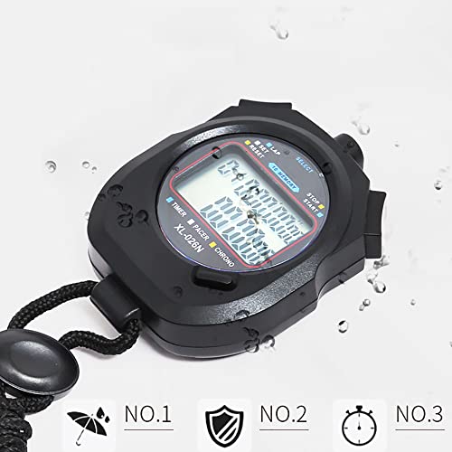 Chronomètre de Sport avec minuteur de précision 1/100 Secondes 10 mémoires Grand écran pour la Natation, la Course à Pied, l'entraînement Sportif – Image 6