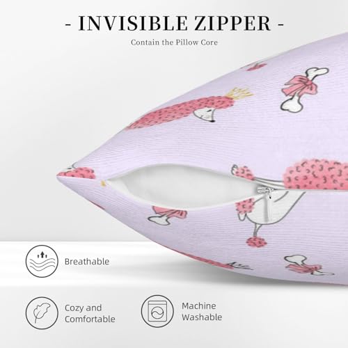 Housse de coussin salon velours rose caniche pour canapé - 6
