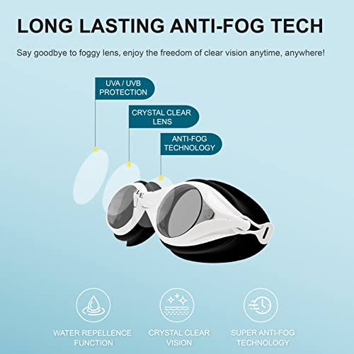 Sable Swim Goggles For Unisex Adult Youth, Clear Vision No Distortion No Leaking Waterproof Anti-Uv Anti-Fog #TOP2