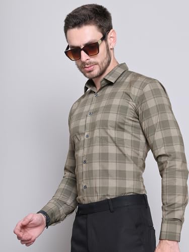 Image of Majestic Man Comfort Slim Fit Cotton Blend Checked Casual Shirt