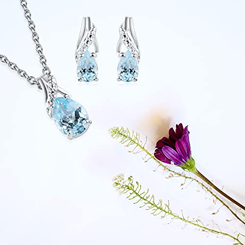 Shop Lc Wedding Jewelry Set For Women Skyblue Topaz Drop Earrings Bridal Necklace 925 Sterling Silver Stainless Steel Size 20'' Birthday Gifts #TOP7