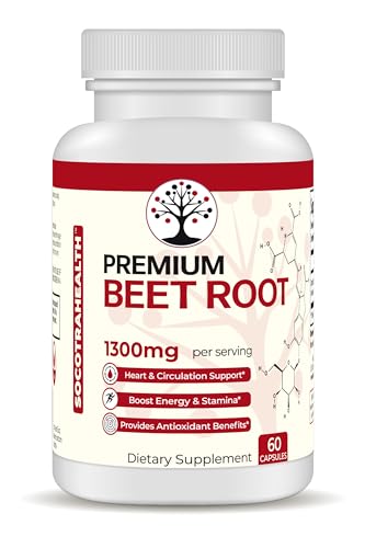 Image of Beet Root Capsules - Premium Organic Beetroot Powder - Nitric Oxide Supplement - Heart Health, Circulation and Stamina Support - Non-GMO - 60 Vegan Capsules