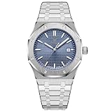 celegance Orologio da uomo in acciaio inox, al quarzo, ottagonale, cassa in lega da 42 mm, lussuoso e moderno, resistente all'acqua 3 ATM, blu, Moderno e sportivo