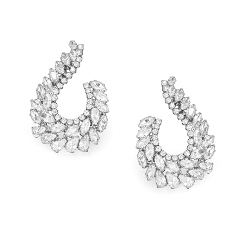Image of Rubans Stud Earrings Oversized Fashionable American Diamond Stylish Jewellery Gift for Women & Girls
