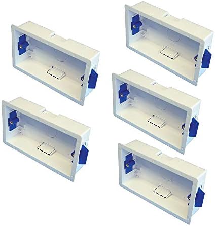 5 x Plasterboard Dry Lining Pattress Back Box Double 2 Gang White Flush Mount Socket Box