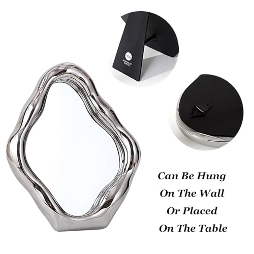 Espejo de Maquillaje Cerámico para Mesa Decorativo Plateado miniatura 4