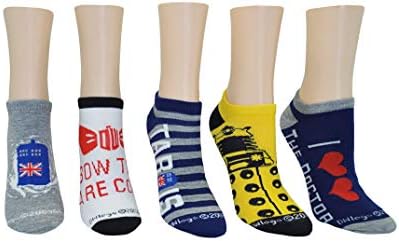 Doctor Who Socks (5 Pair) - Low Cut Socks - Fits Shoe Size: 4-10 (Ladies)