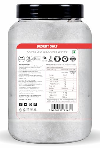 Image of Lunn Natural Desert Salt 1.5kg | Hand-Harvested 70+ Natural Minerals | Pure Unrefined Desert Salt | Chemical Free | Healthy Table Alternative | Naturals Electrolyte Namak | No Additives | Bulk Pack