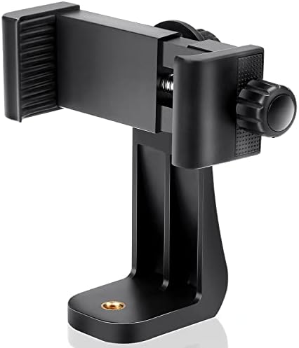 Smartphone Tripod Cell Phone Holder Mount Adapter, Fits iPhone, Samsung, and all Phones, Rotates Vertical and Horizontal, Adjustable Clamp