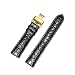 Produktbild Alligator Leder Runde Muster Ersatz Uhrenarmbänder mit Deployment Gold Buckle (22mm, Schwarz)