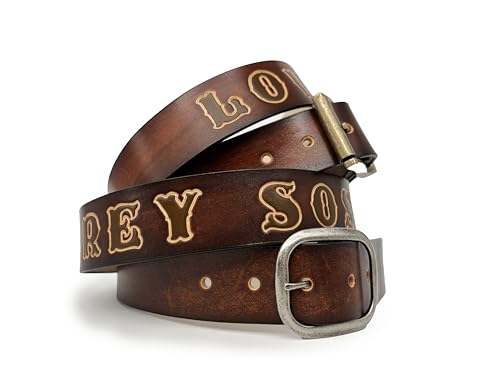 LIBRARY BY DESIGN Custom Tooled Leather Belt with Personalized Name - Personalized Gift for Him or Her, Men or Women - Great Father's Day Gift2